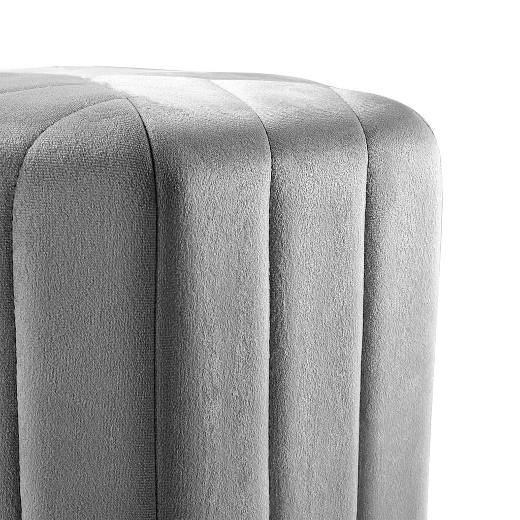 40cm Wide Hexagon Shape Velvet Footstool Striped Ottoman 25D Sponge Footrest