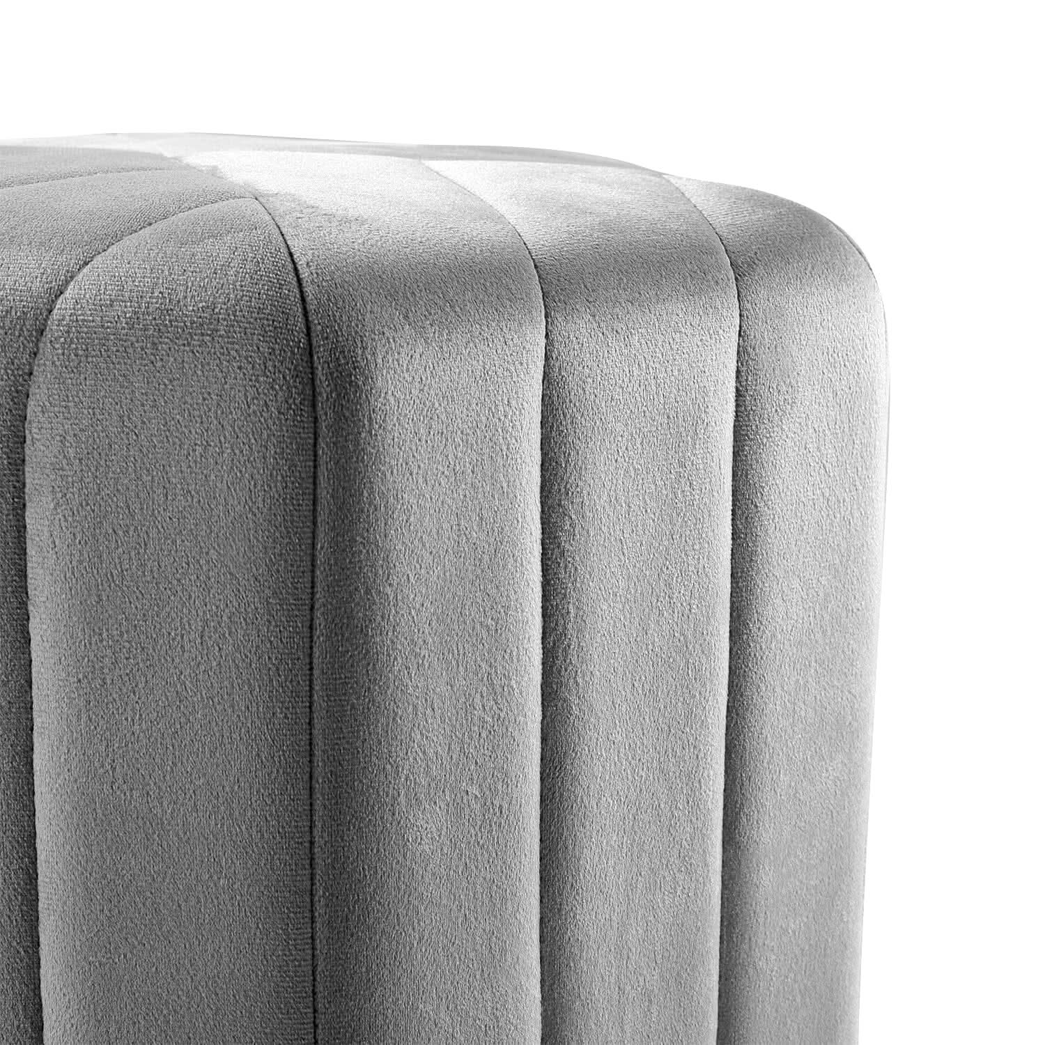 40cm Wide Hexagon Shape Velvet Footstool Striped Ottoman 25D Sponge Footrest