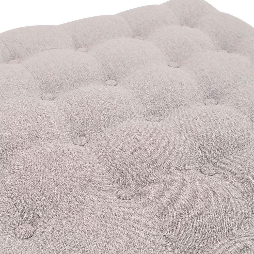 84cm W Square Linen Footstool with Metal Frame