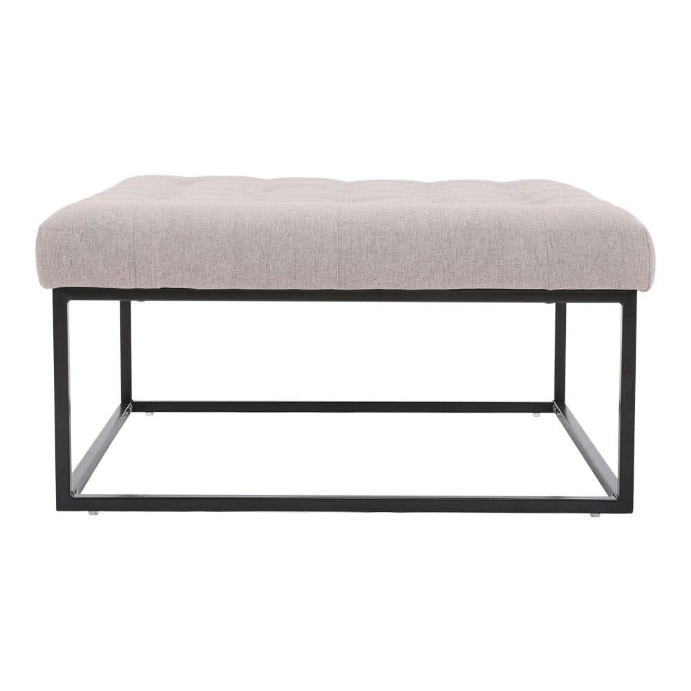 84cm W Square Linen Footstool with Metal Frame