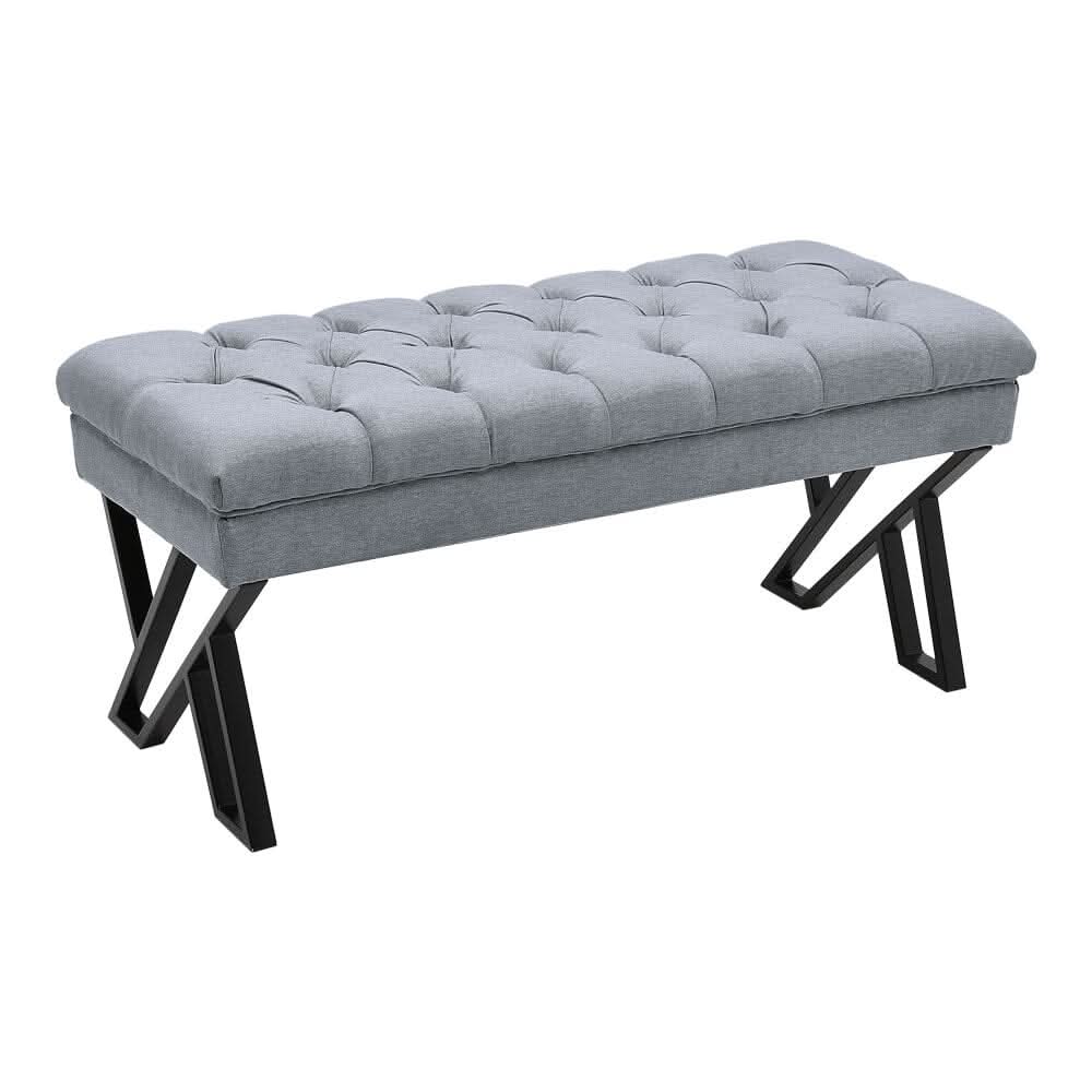 Mid Century Soft Metal Upholstered Bench