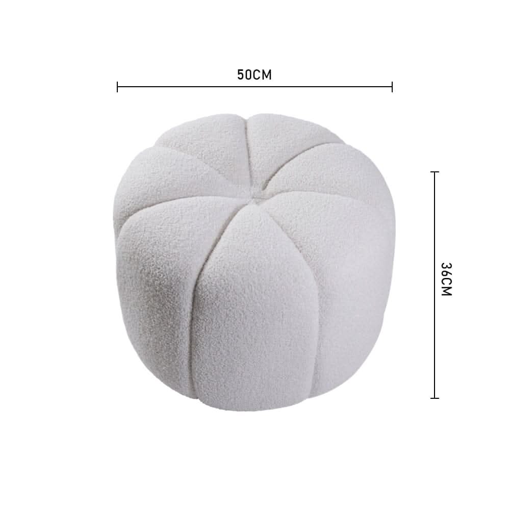 White Teddy Fur Pumpkin-Shaped Footstool