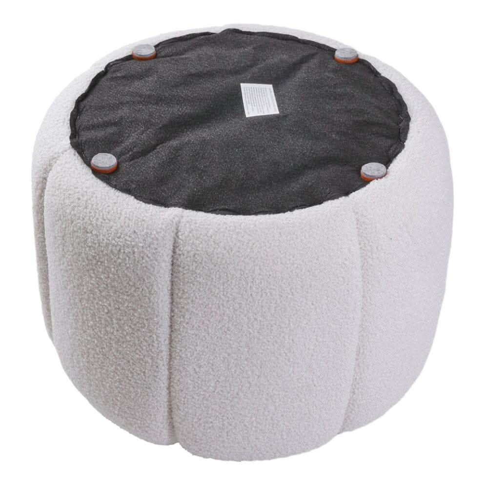 White Teddy Fur Pumpkin-Shaped Footstool