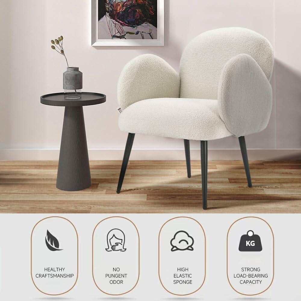 Curved Armrest Teddy Fleece Leisure Chair