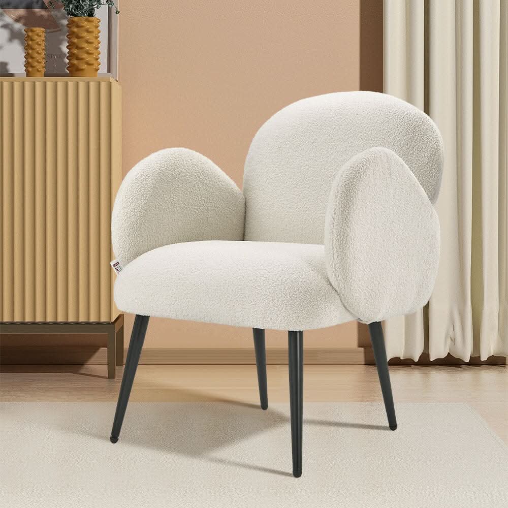 Curved Armrest Teddy Fleece Leisure Chair