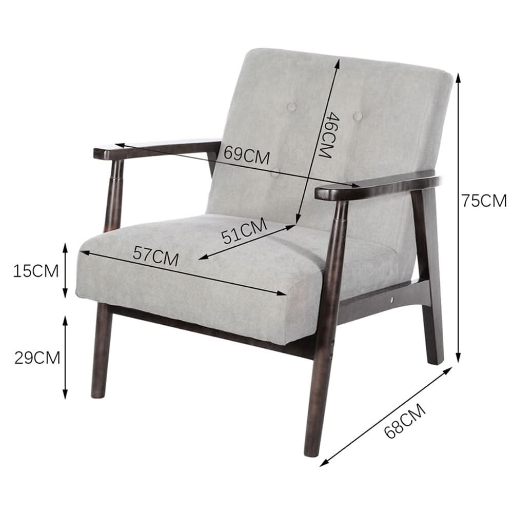 Solid Wooden Frame Upholstered Tufted Armchair