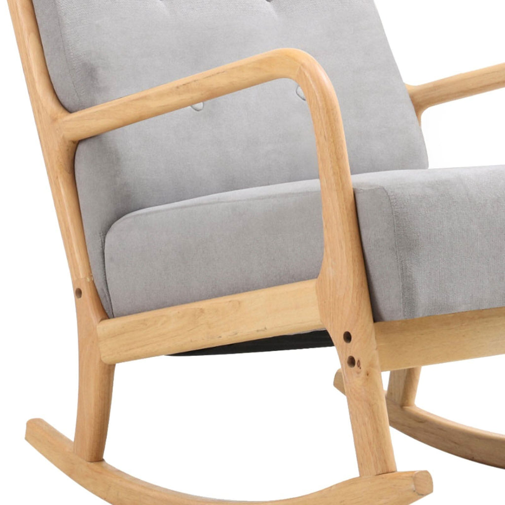 Linen Buttoned Rocking Chair & Footstool Set