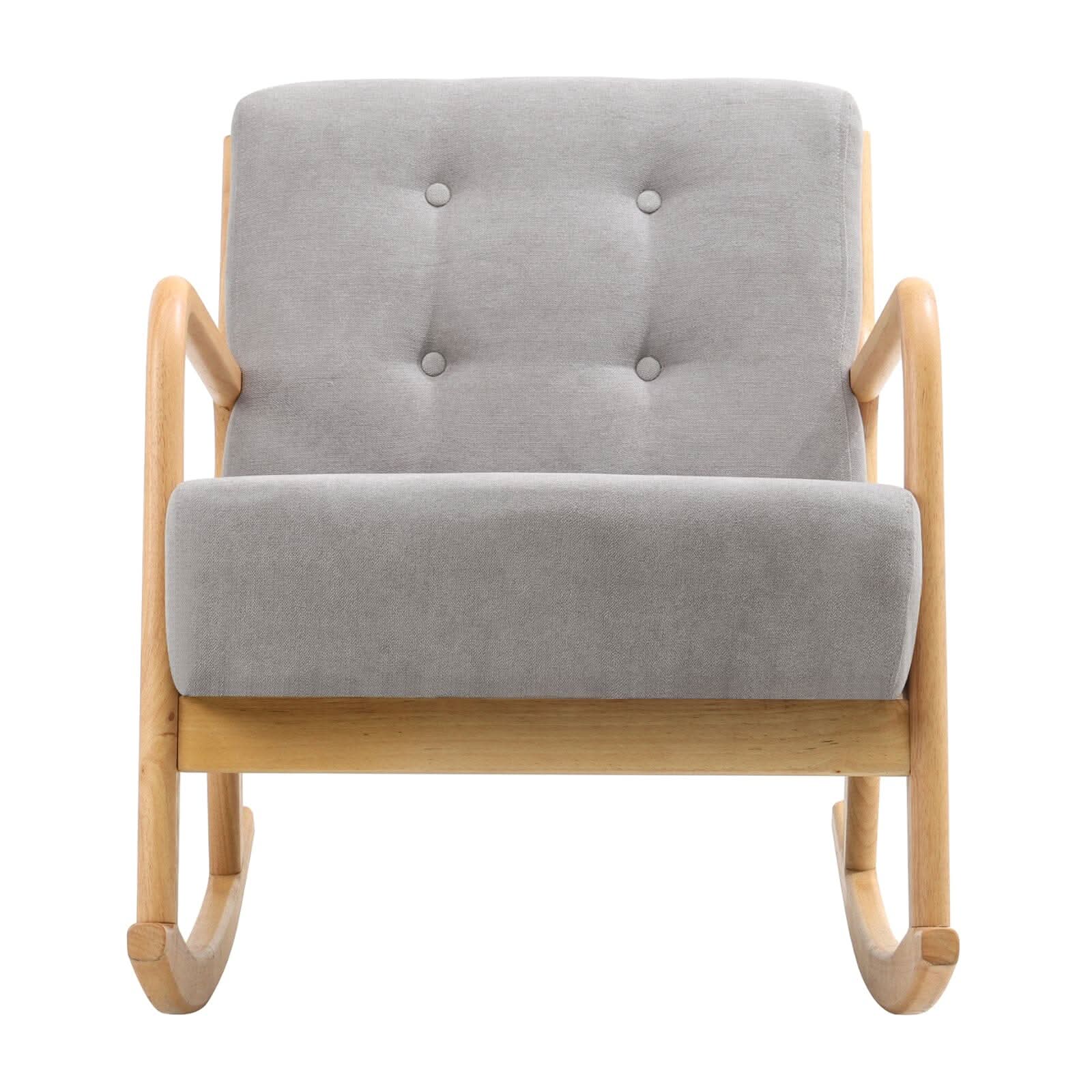 Linen Buttoned Rocking Chair & Footstool Set