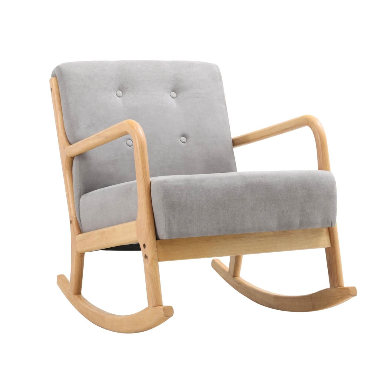 Linen Buttoned Rocking Chair & Footstool Set