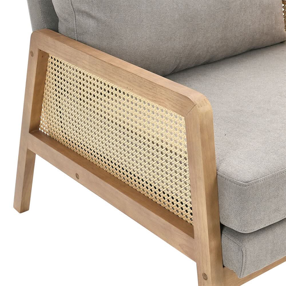 Cushioned Wood Armchair with Wooden Frame