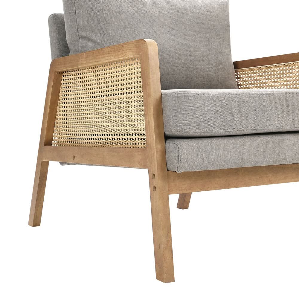 Cushioned Wood Armchair with Wooden Frame