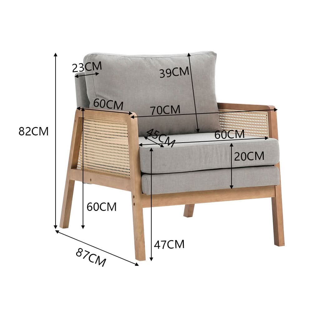 Cushioned Wood Armchair with Wooden Frame