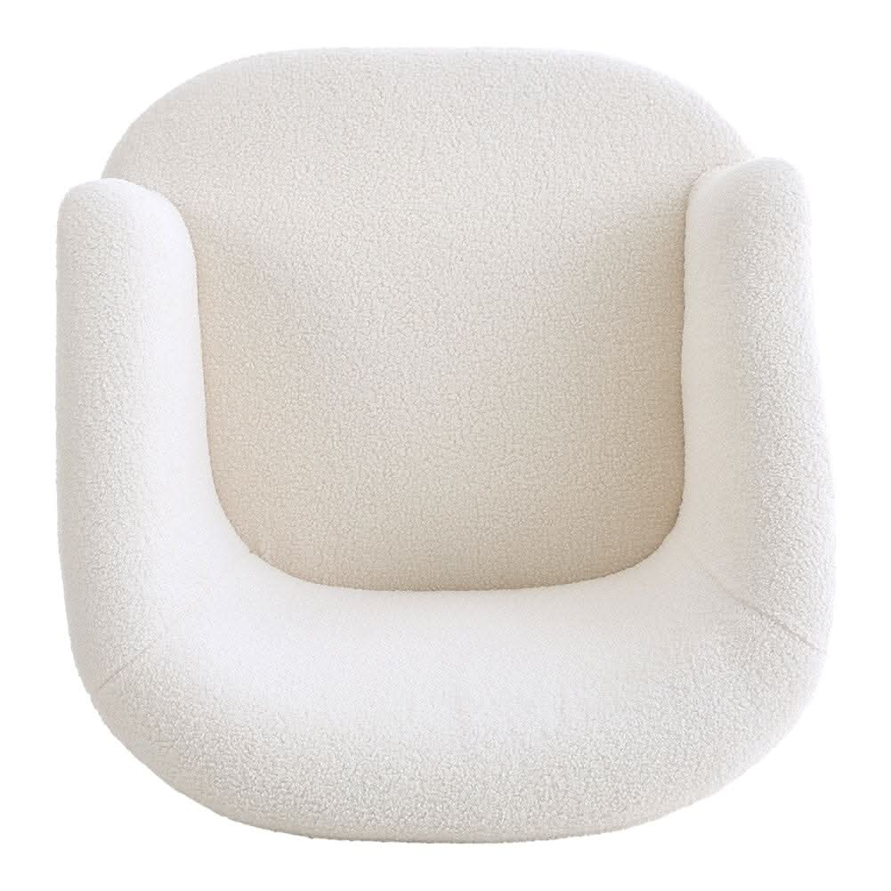 White Teddy Fabric Armchair with Metal Legs