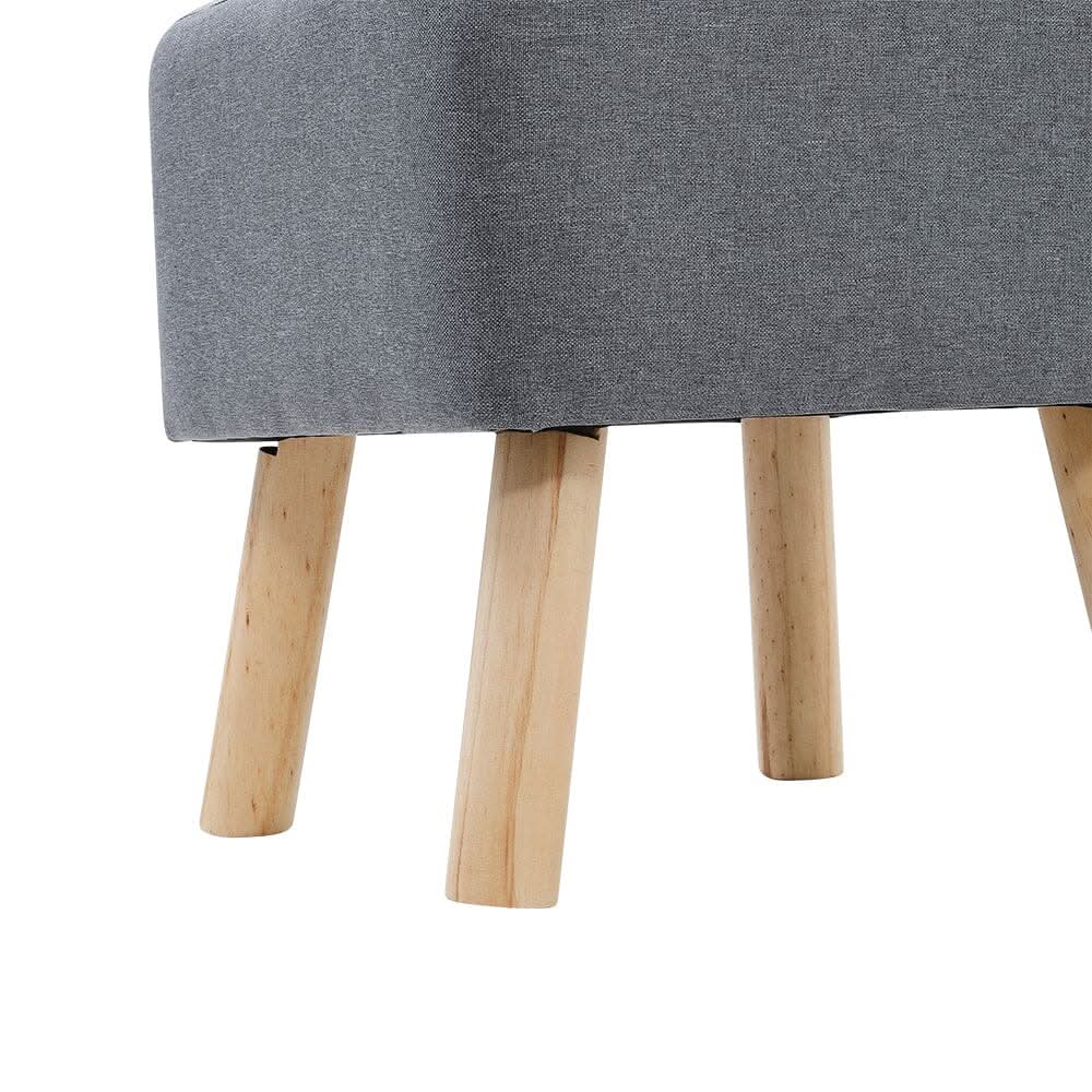 Light Grey Linen Square Shoe Bench with Tufted Top