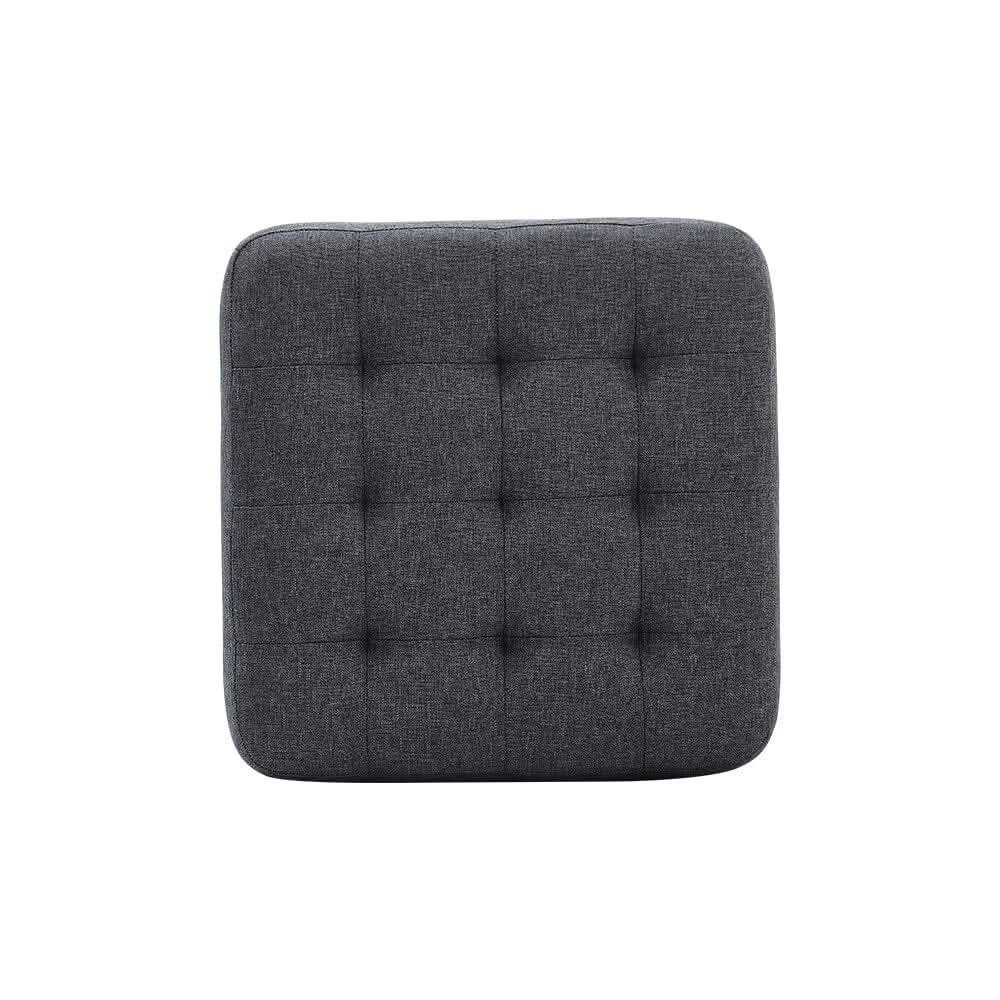 Dark Grey Linen Square Shoe Bench with Tufted Top