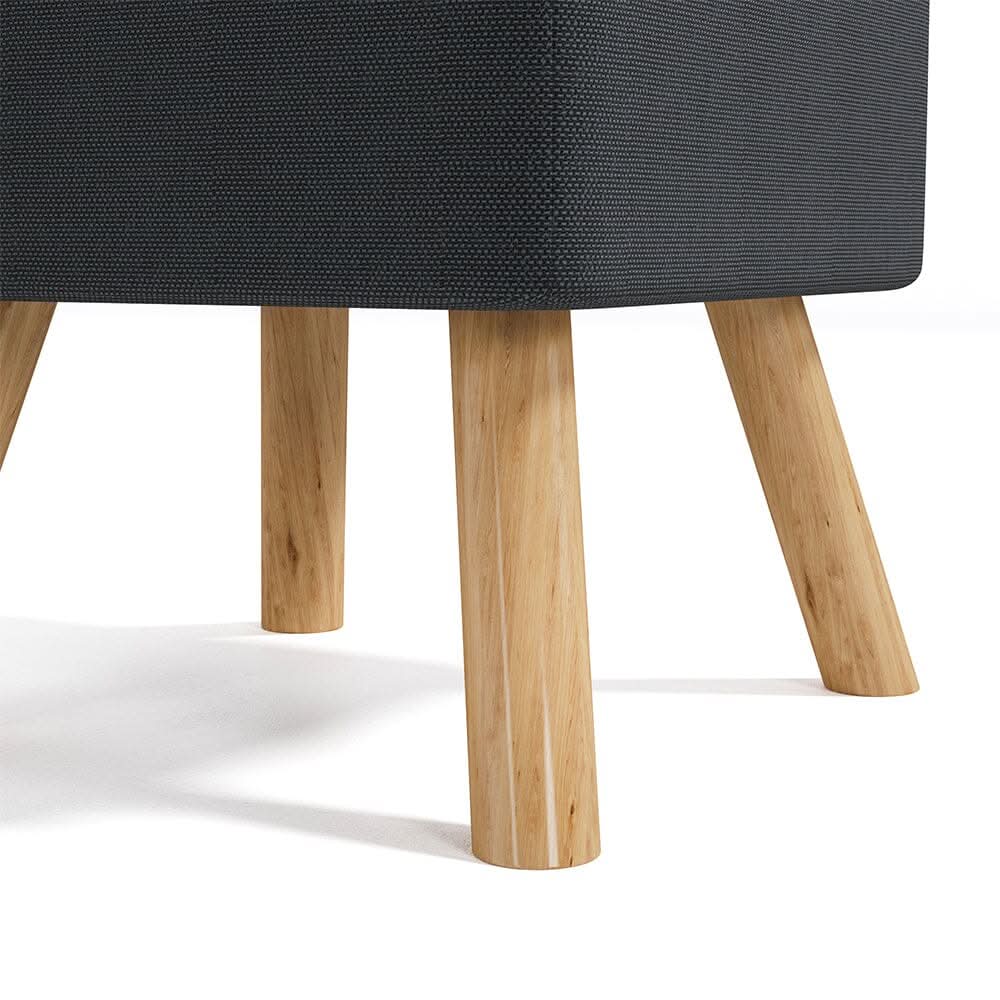 Dark Grey Linen Square Shoe Bench with Tufted Top