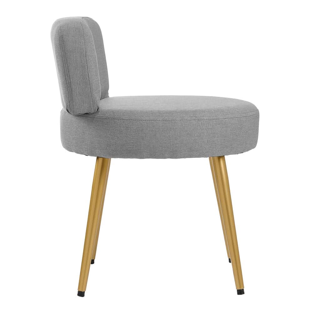 Linen Vanity Stool Chair with Metal Legs
