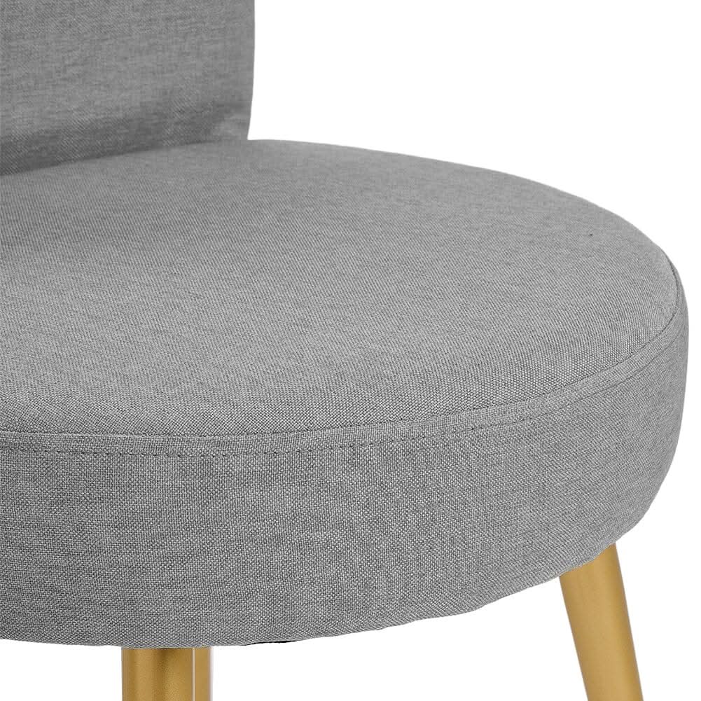 Linen Vanity Stool Chair with Metal Legs