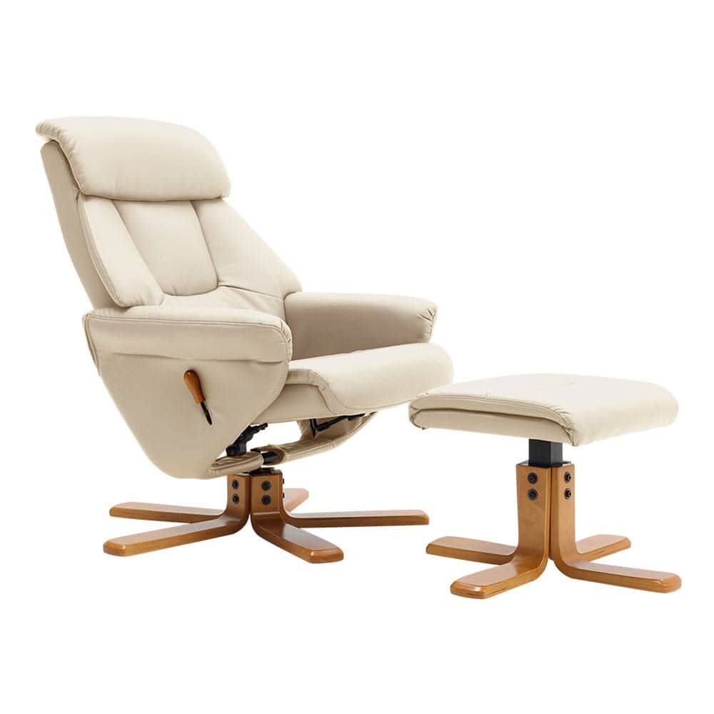 Swivel Faux Leather Lounge Recliner with Ottoman