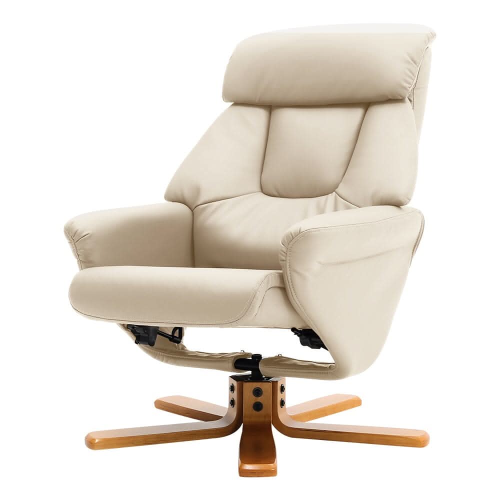 Swivel Faux Leather Lounge Recliner with Ottoman