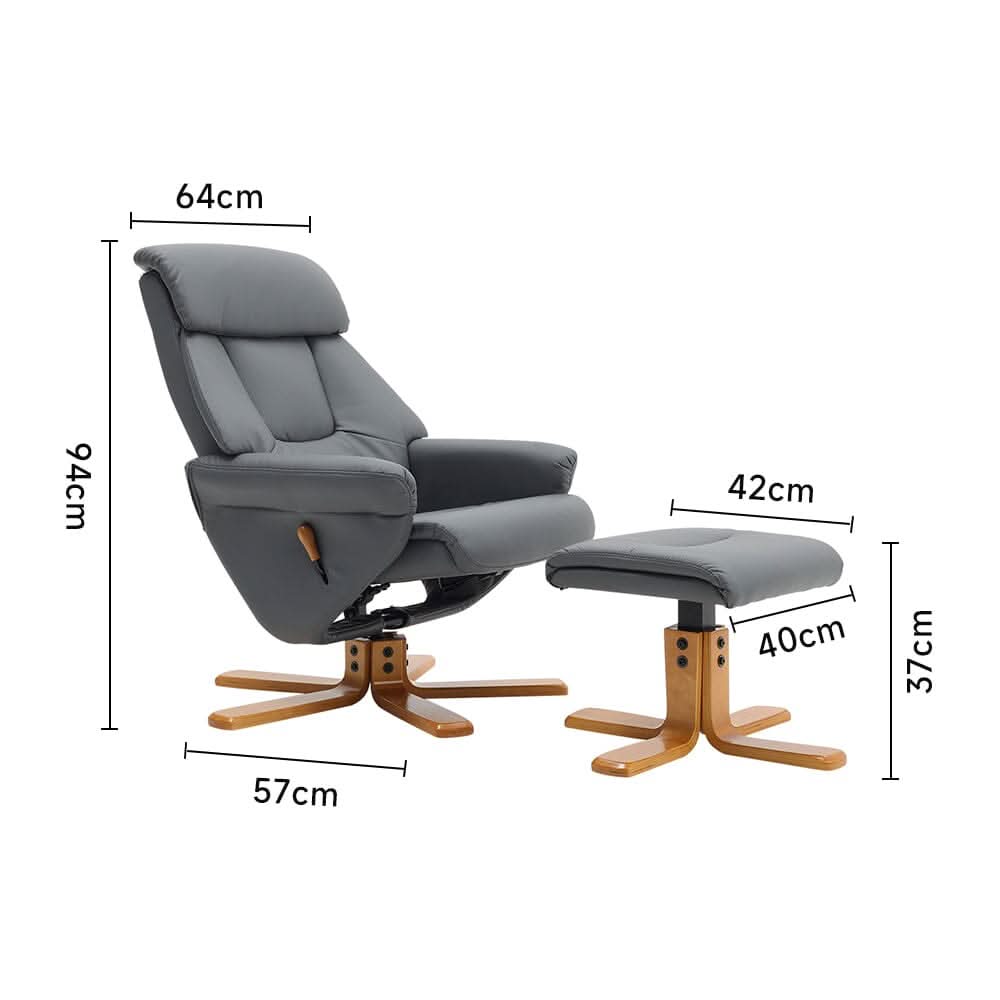 Swivel Faux Leather Lounge Recliner with Ottoman