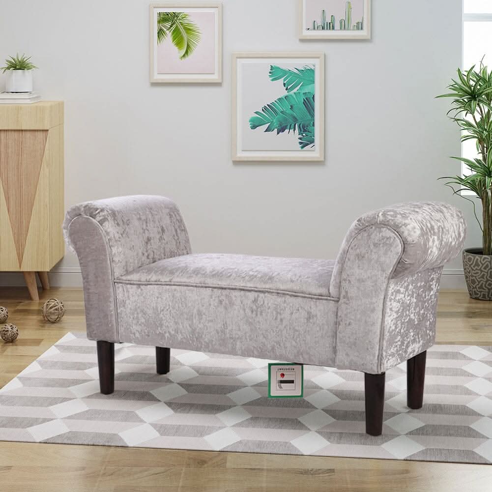 Tufted Velvet Buttoned Bench with Raised Arms
