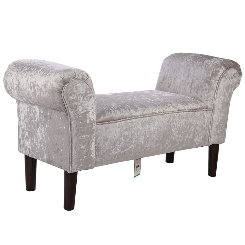 Tufted Velvet Buttoned Bench with Raised Arms