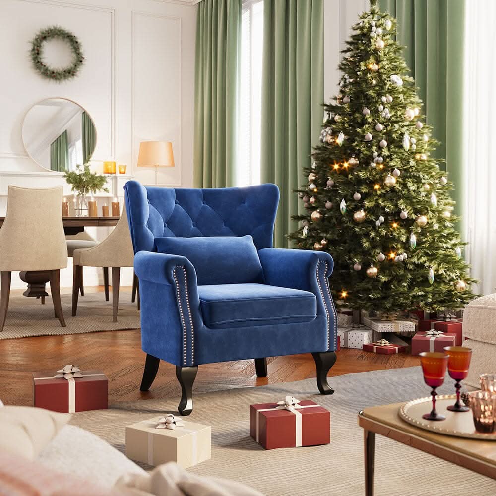 Luxurious Button Armchair with Toss Pillow