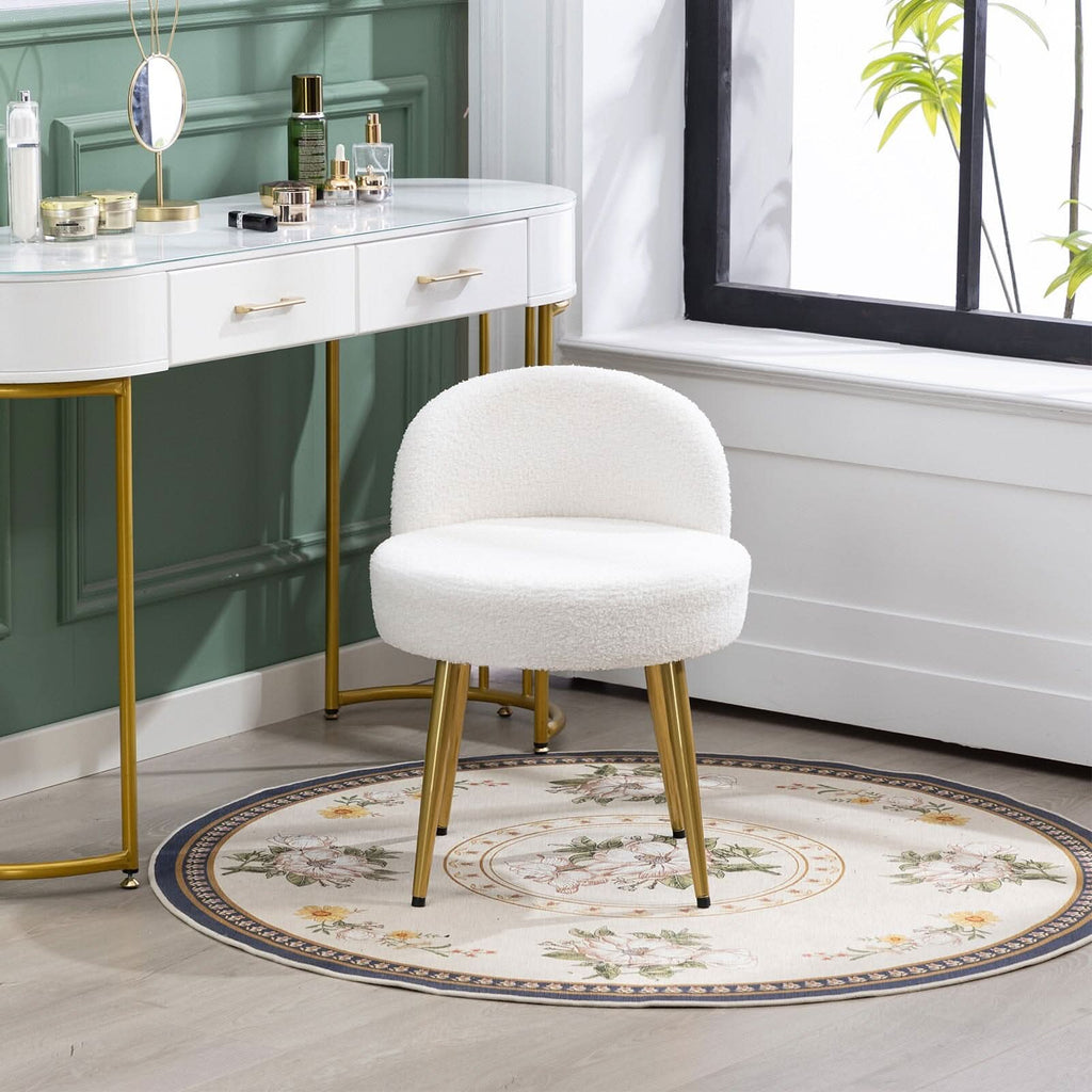 Teddy Fabric Vanity Stool with Metal Legs