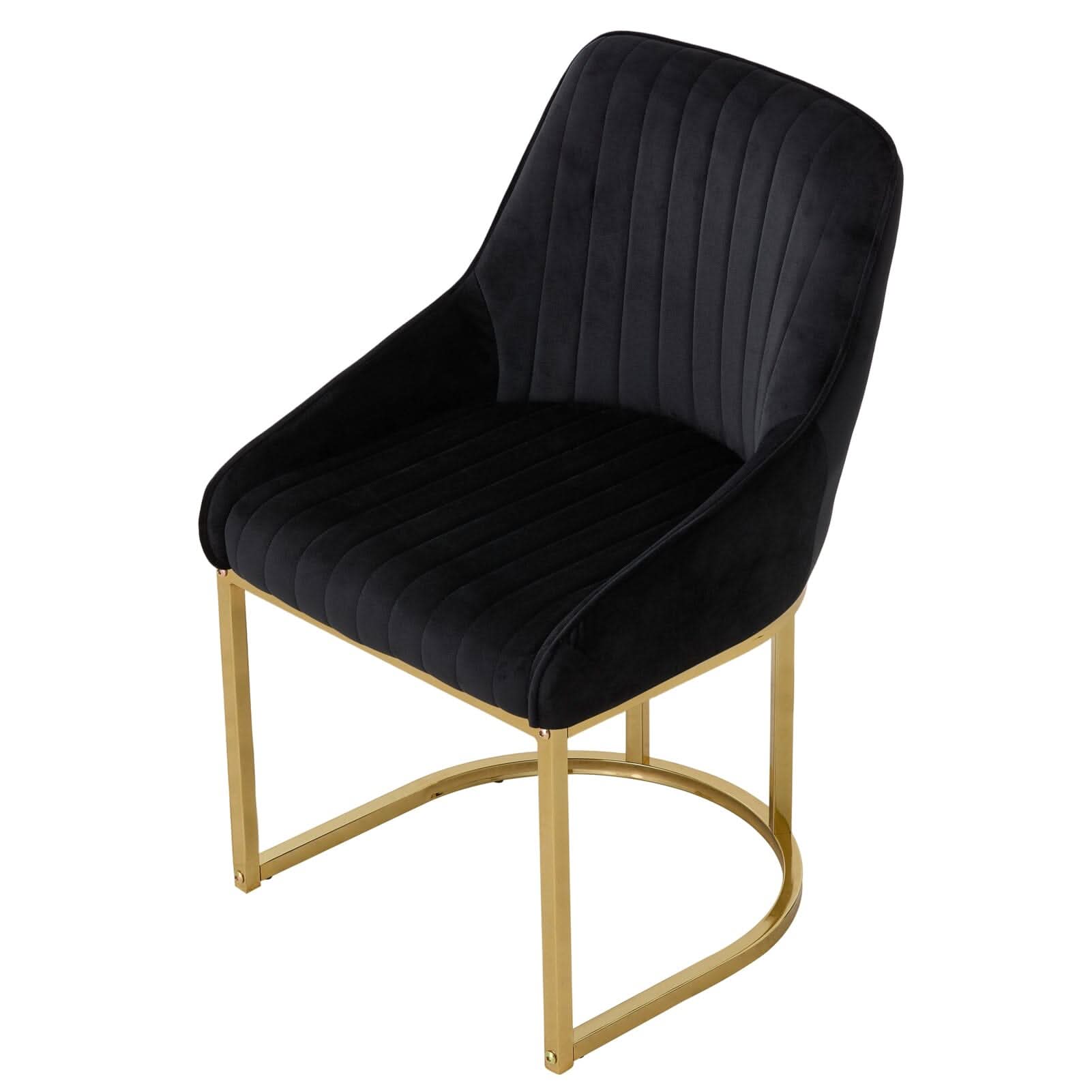 Velvet Dining Chair Gold Leg Pair Seating