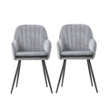 Dutch Velvet Dining Chair Black Metal Leg Pair