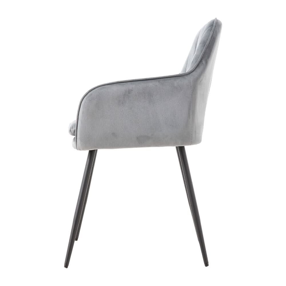 Dutch Velvet Dining Chair Black Metal Leg Pair