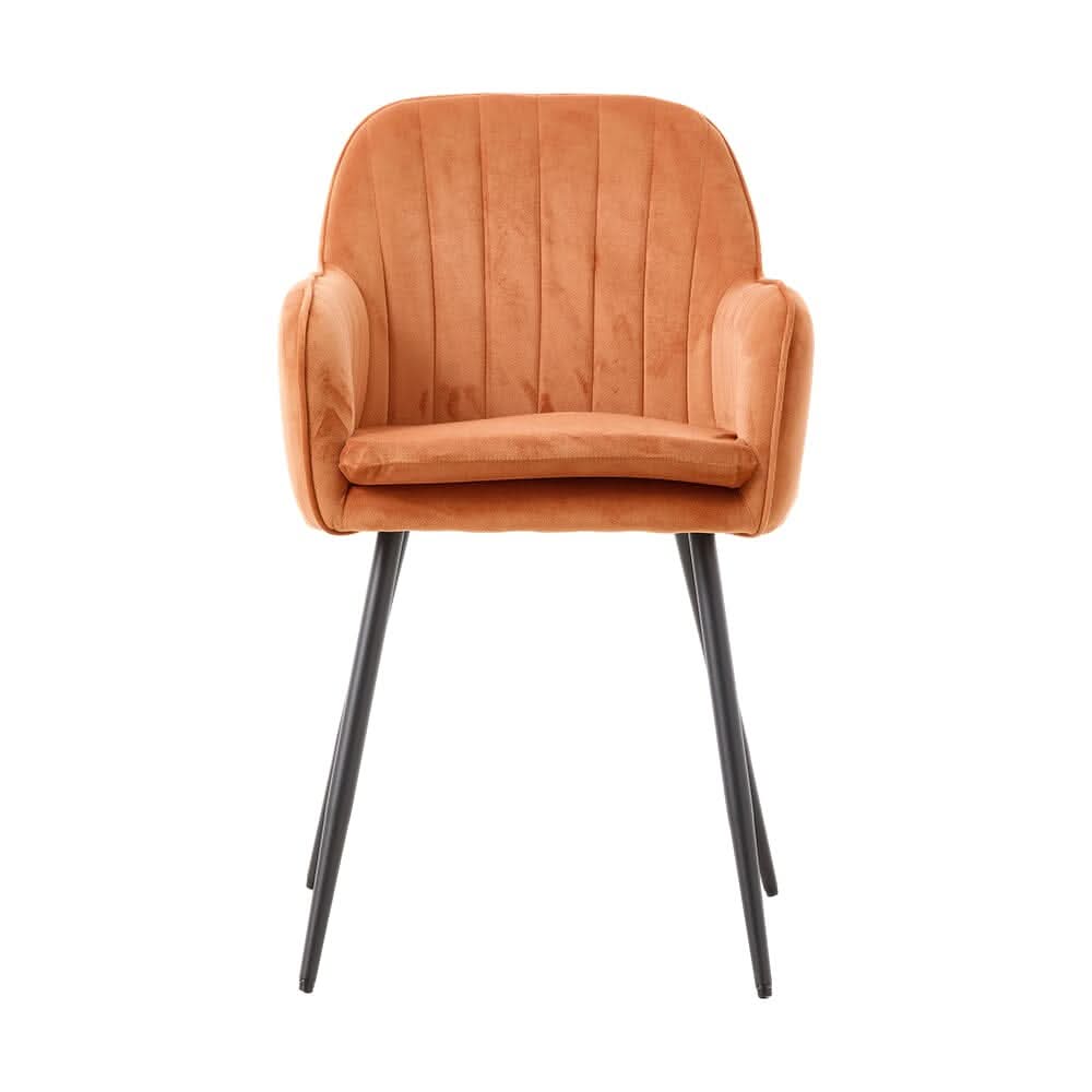 Dutch Velvet Dining Chair Black Metal Leg Pair