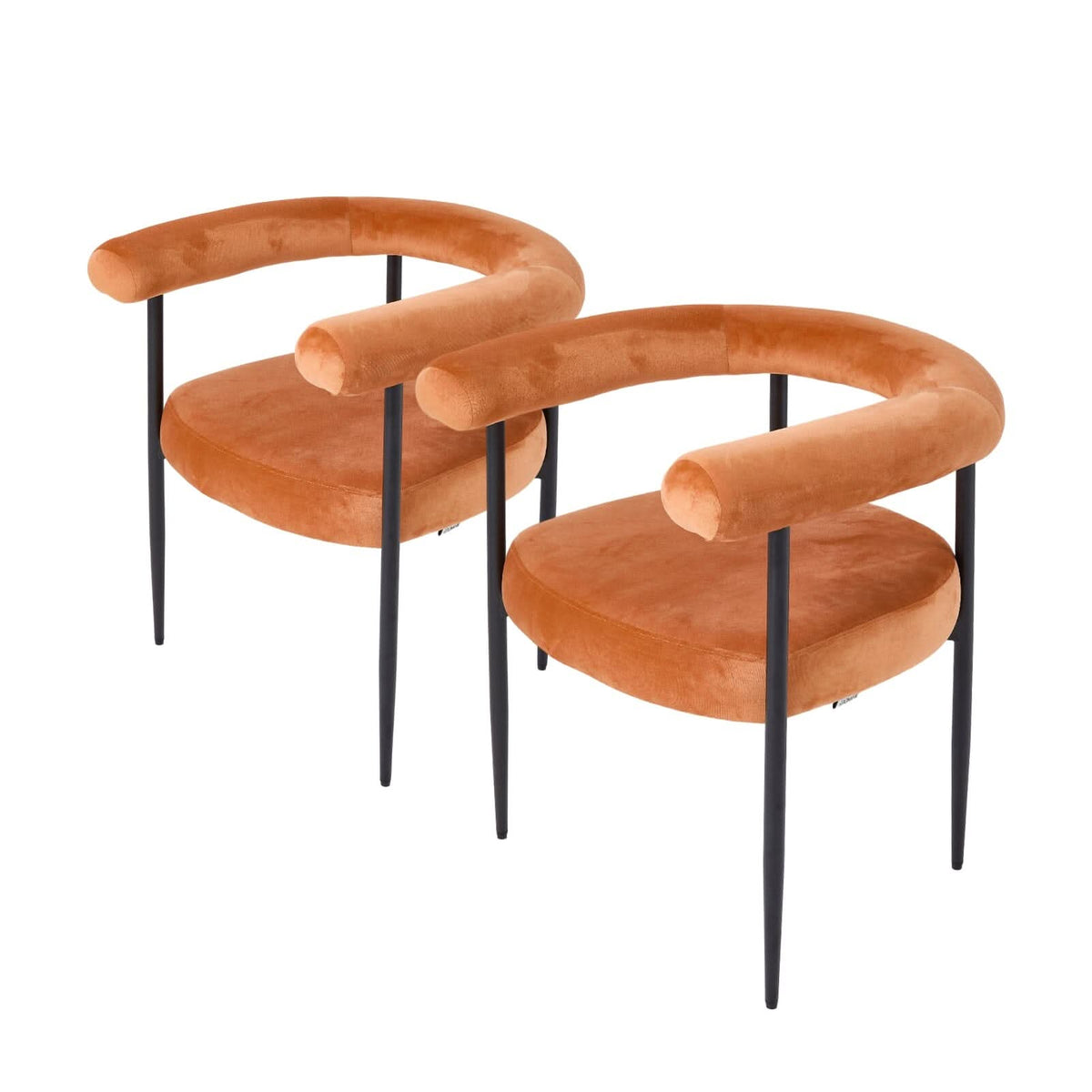 Velvet Dining Chair Set of 2 – Black Metal Legs