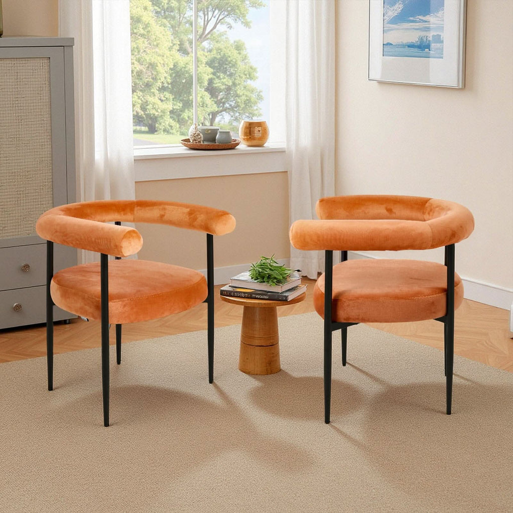 Velvet Dining Chair Set of 2 – Black Metal Legs