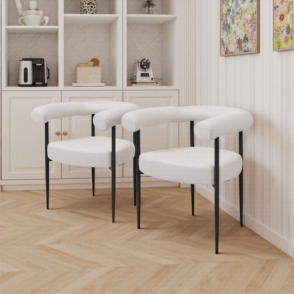 Velvet Dining Chair Set of 2 – Black Metal Legs