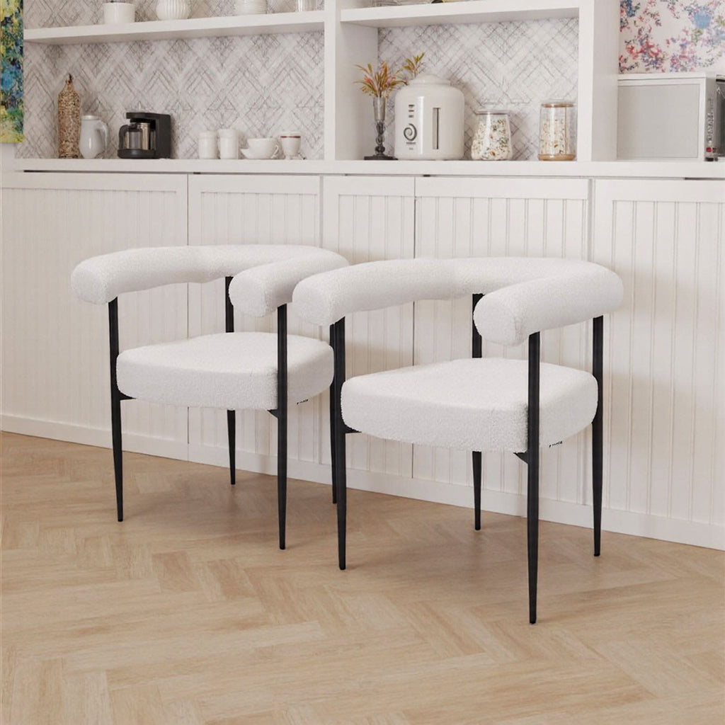 Velvet Dining Chair Set of 2 – Black Metal Legs