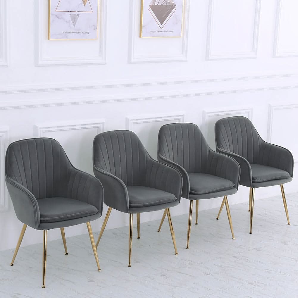 Velvet Dining Chair Set of 2 – Gold Metal Legs