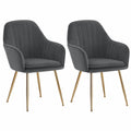 Velvet Dining Chair Set of 2 – Gold Metal Legs
