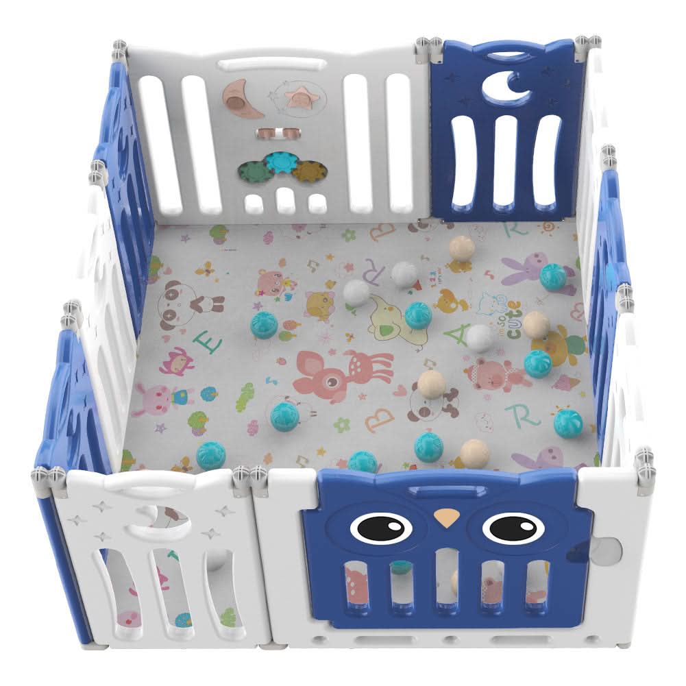 63cm H Kids Safety Play Yard Blue Foldable Home Activity Center