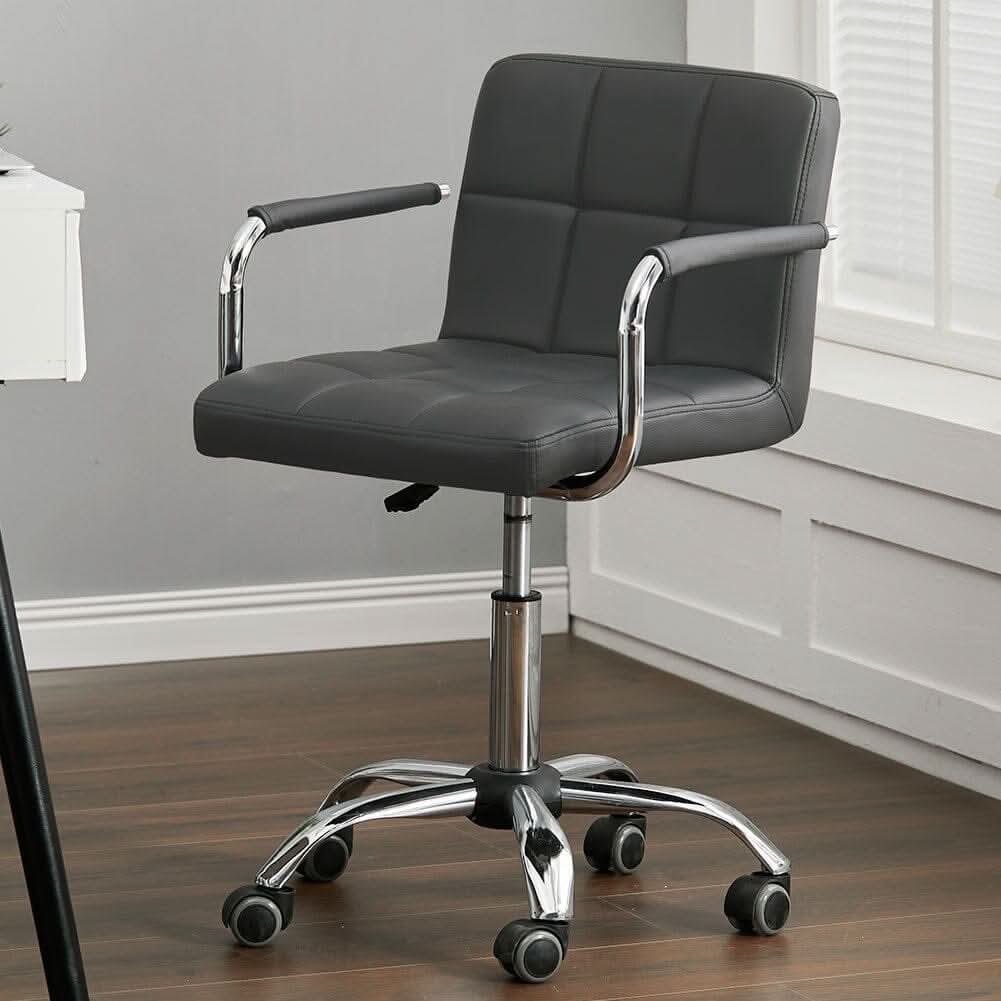 Low Back Faux Leather with Chrome Base
