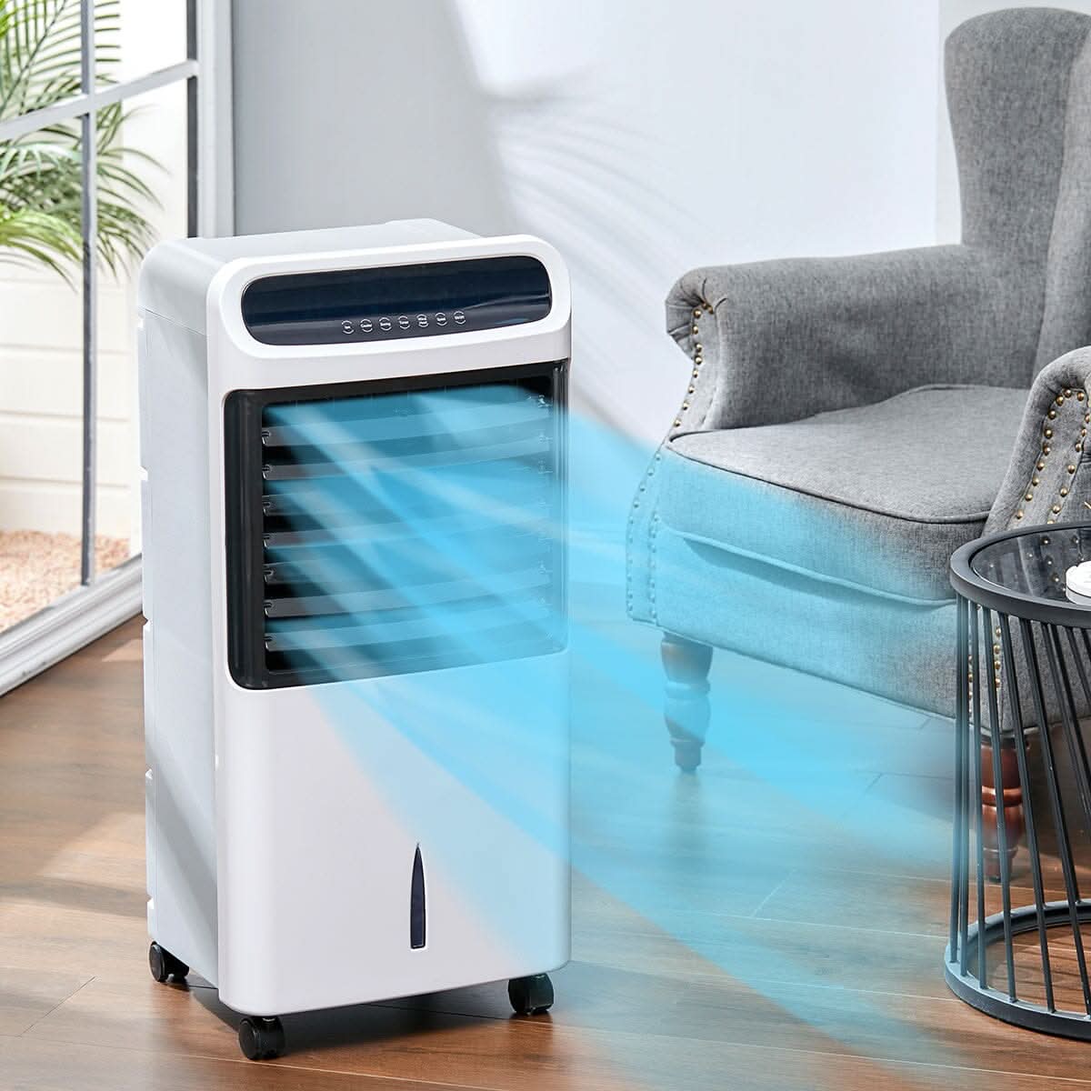 2 in 1 White Air Cooler and Heater with LED Display and Remote control