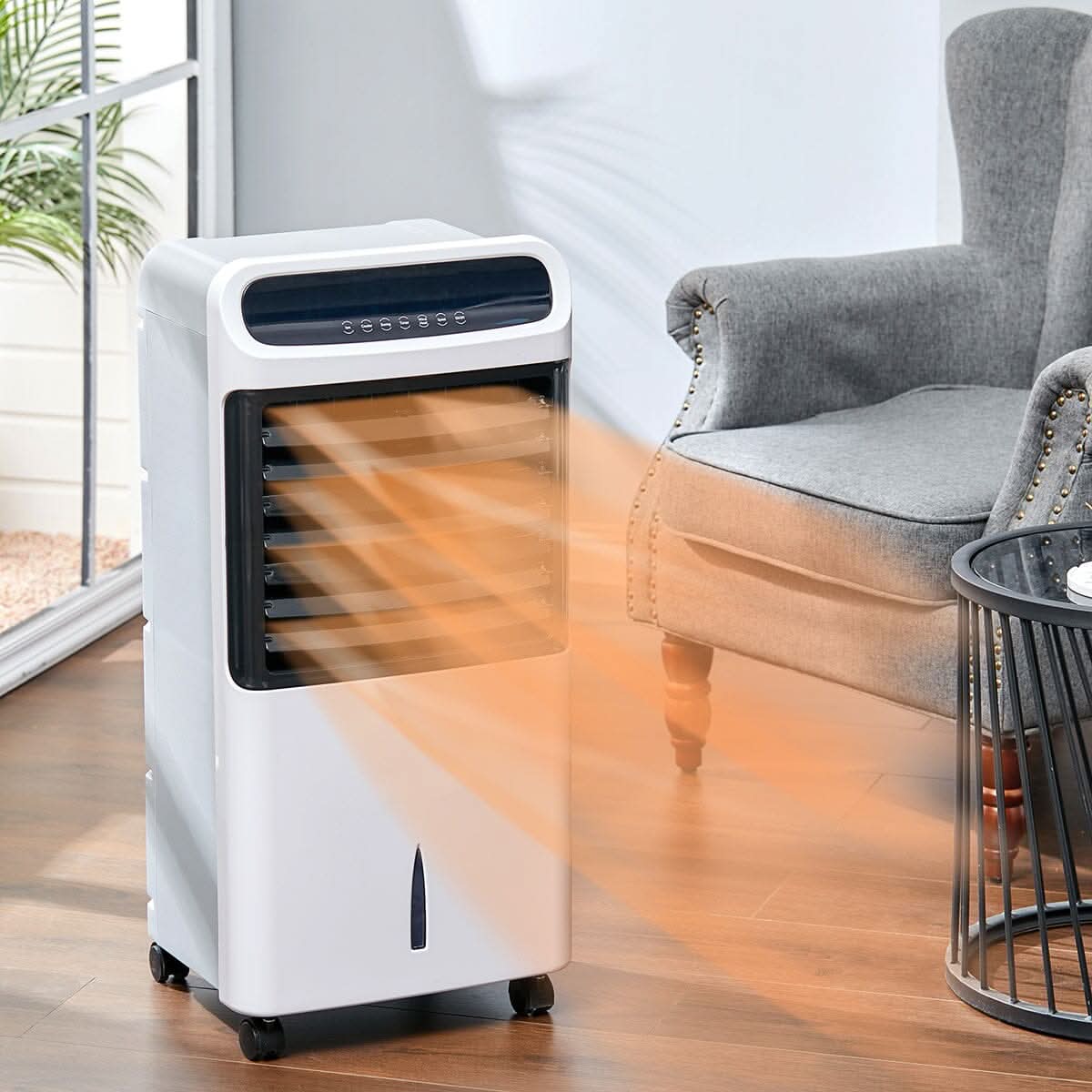 2 in 1 White Air Cooler and Heater with LED Display and Remote control