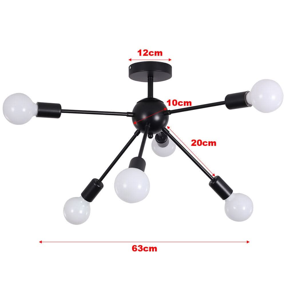 Premium 6-Light Ceiling Satellite Fixture with Iron Detailing