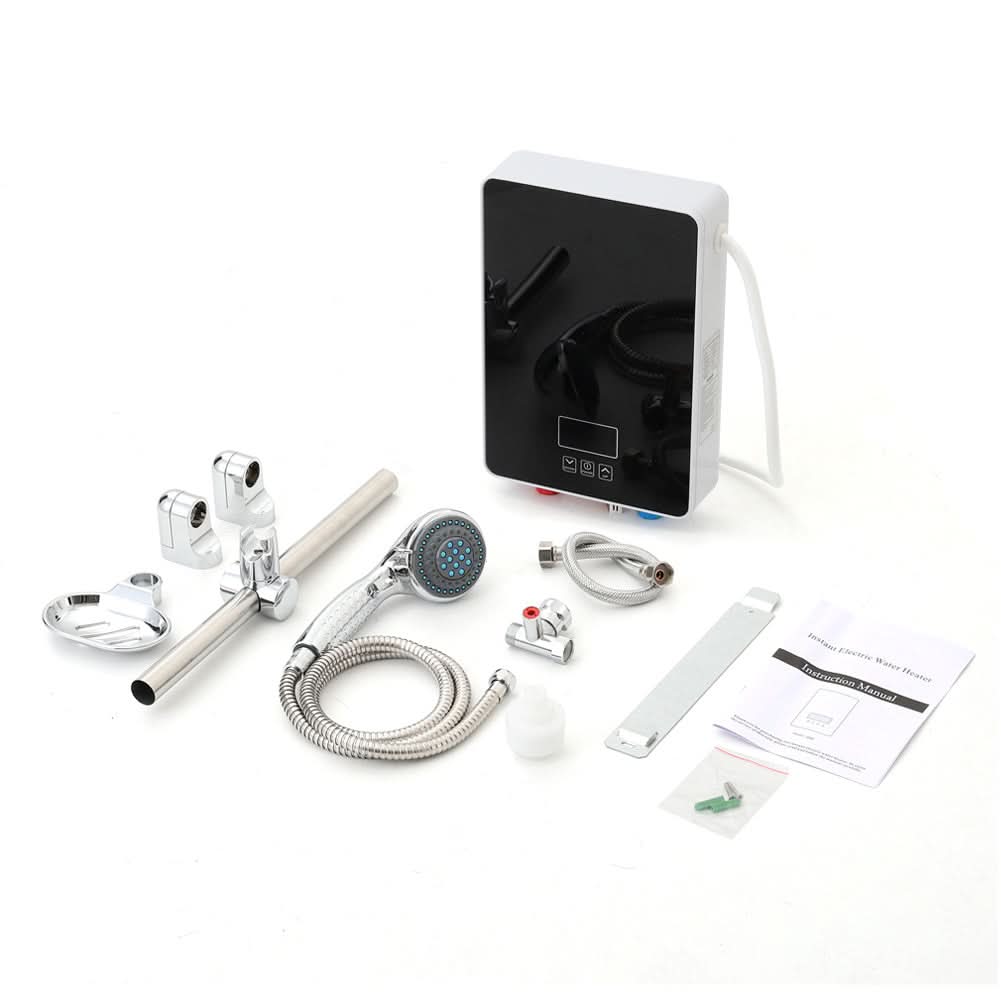 6kW Tankless Electric Water Heater with Shower Head Digital Temperature Display