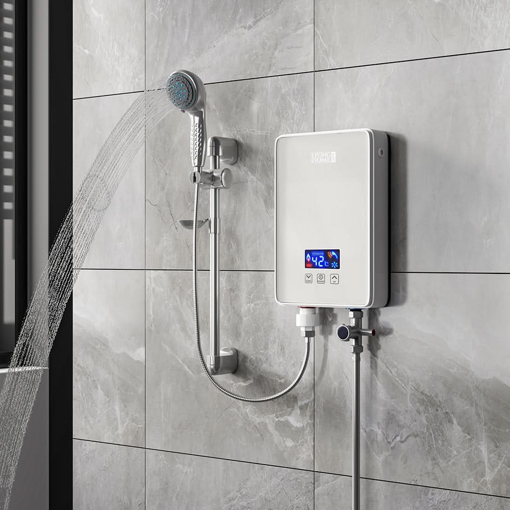 6kW Tankless Electric Water Heater with Shower Head Digital Temperature Display