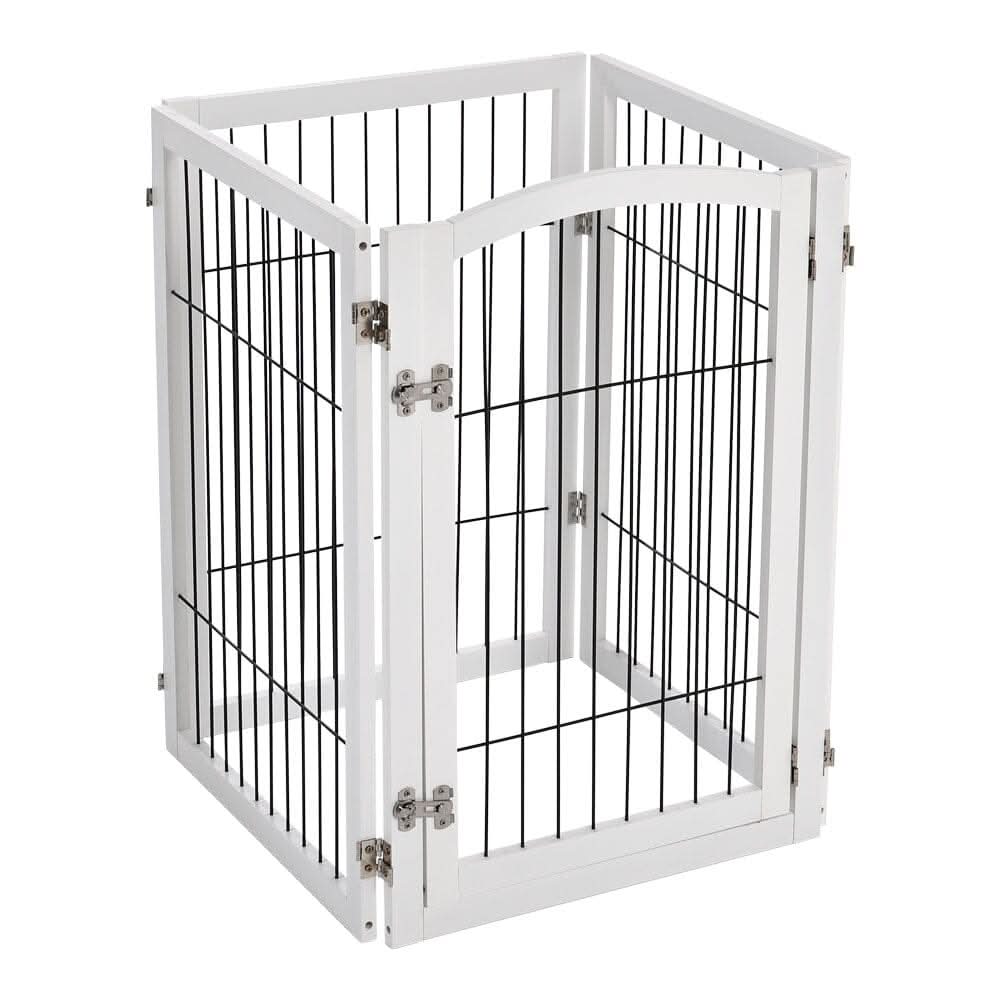 4-Panel Wooden Folding Pet Playpen