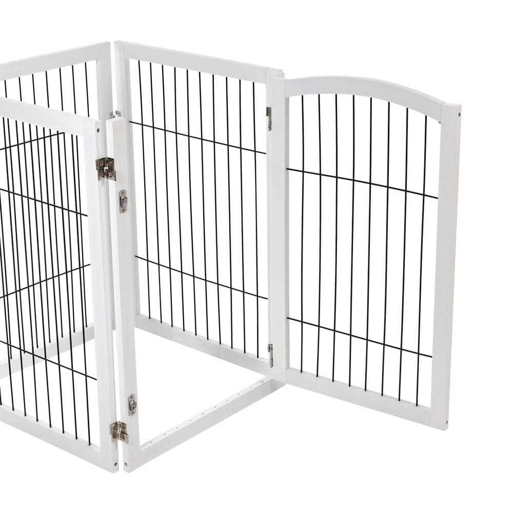 4-Panel Wooden Folding Pet Playpen