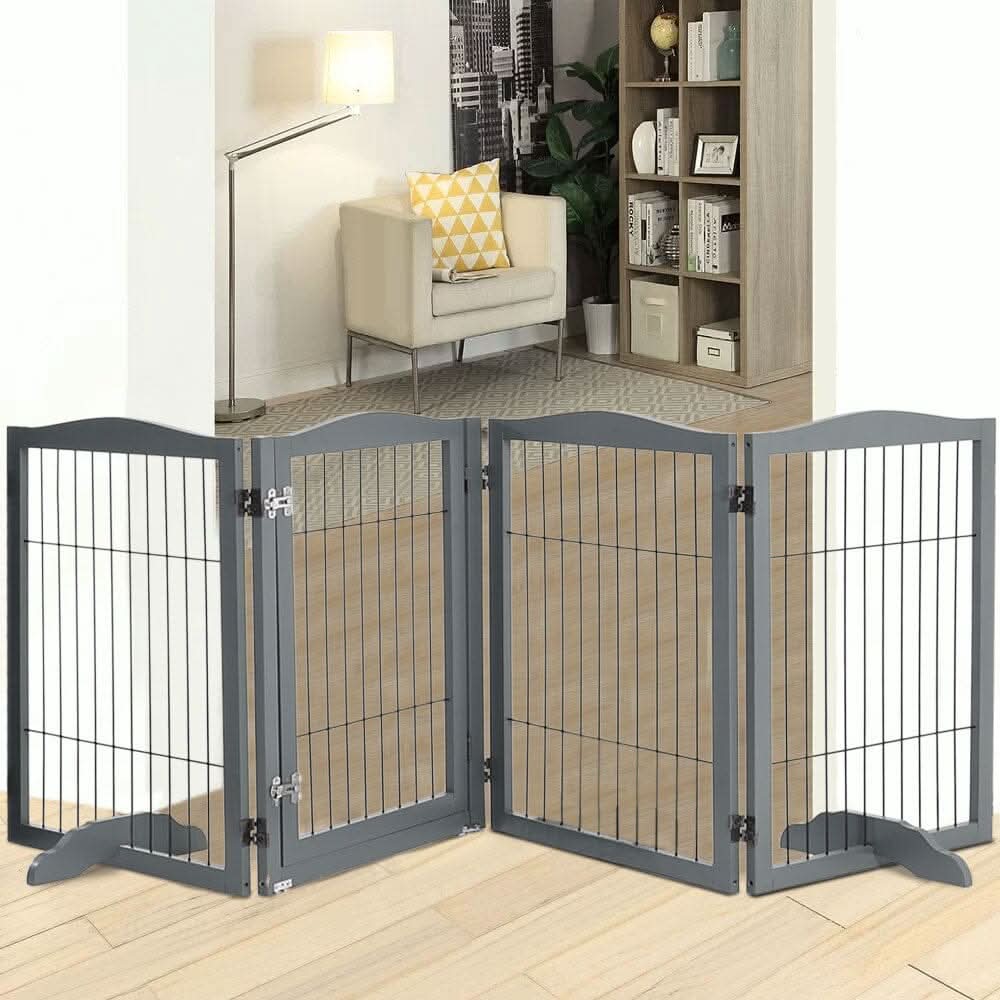 4-Panel Wooden Folding Pet Playpen