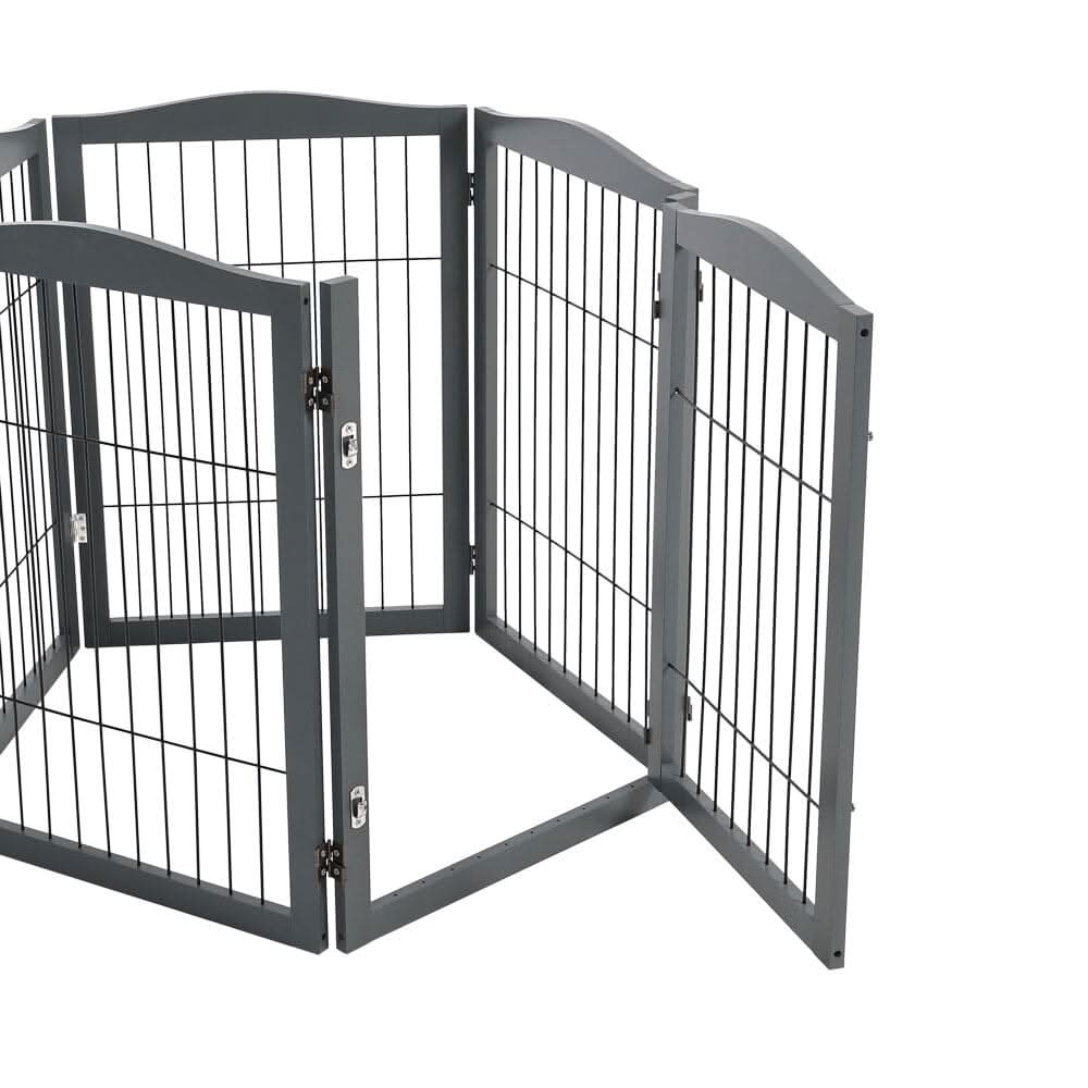 4-Panel Wooden Folding Pet Playpen